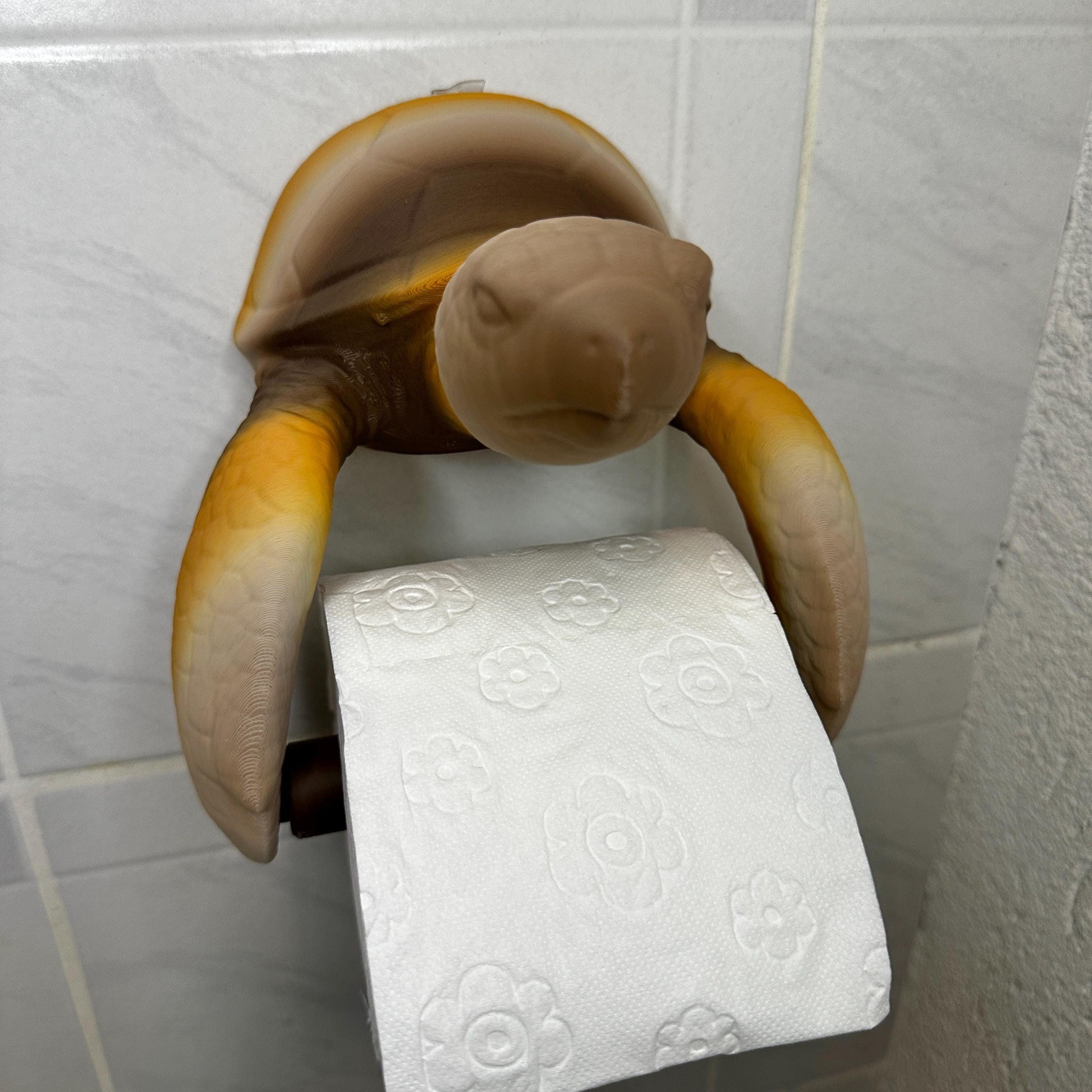 Toilettenrollenhalter Schildkröte Bad Deko 3D-Druck – Meeres-Deko WC Halterung – Geschenk für Meeresfreunde – Naturton