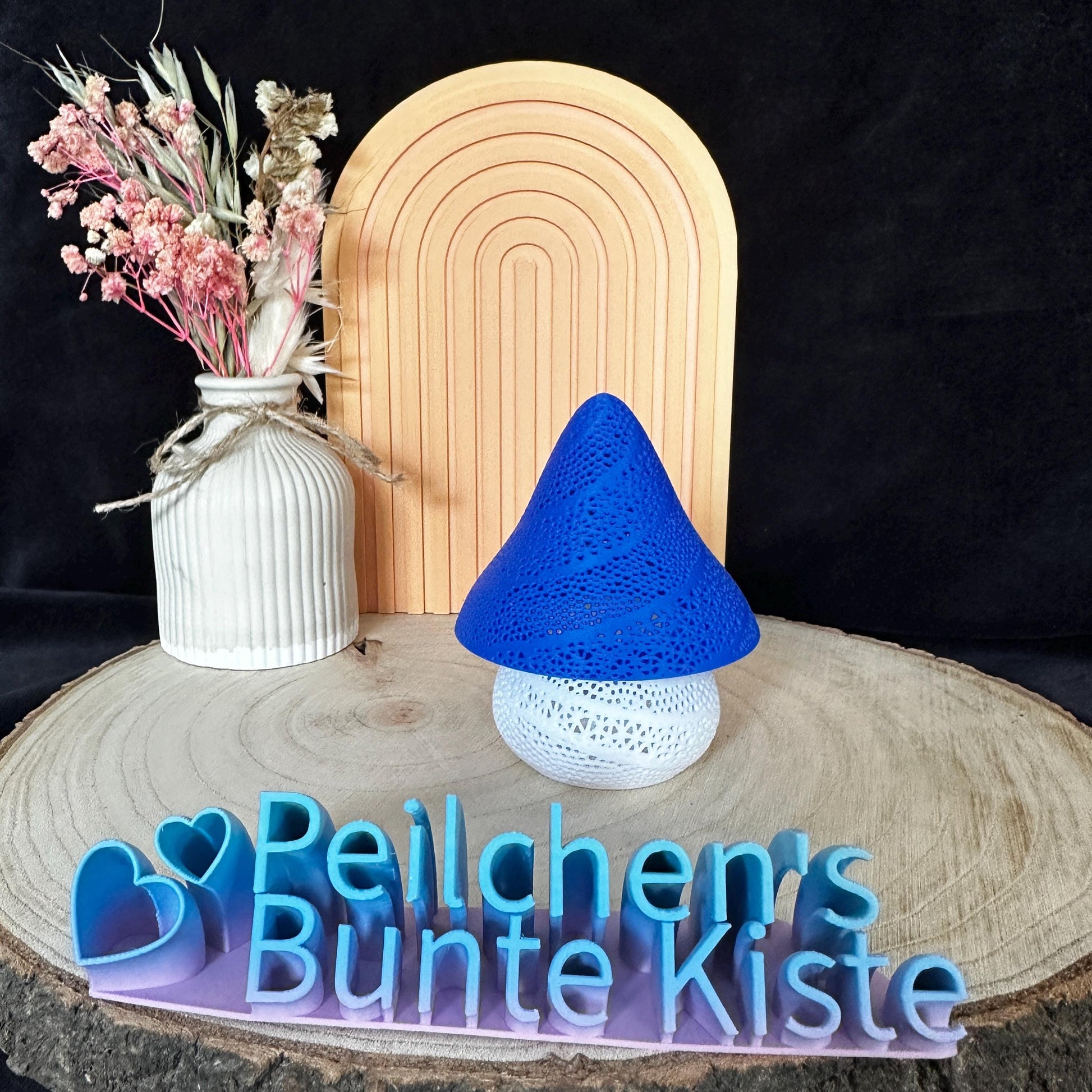 Pilz Lampe 3D Druck Märchenhaft mit LED-Fach – Nachtlicht Deko Flexi Lampe in Blau