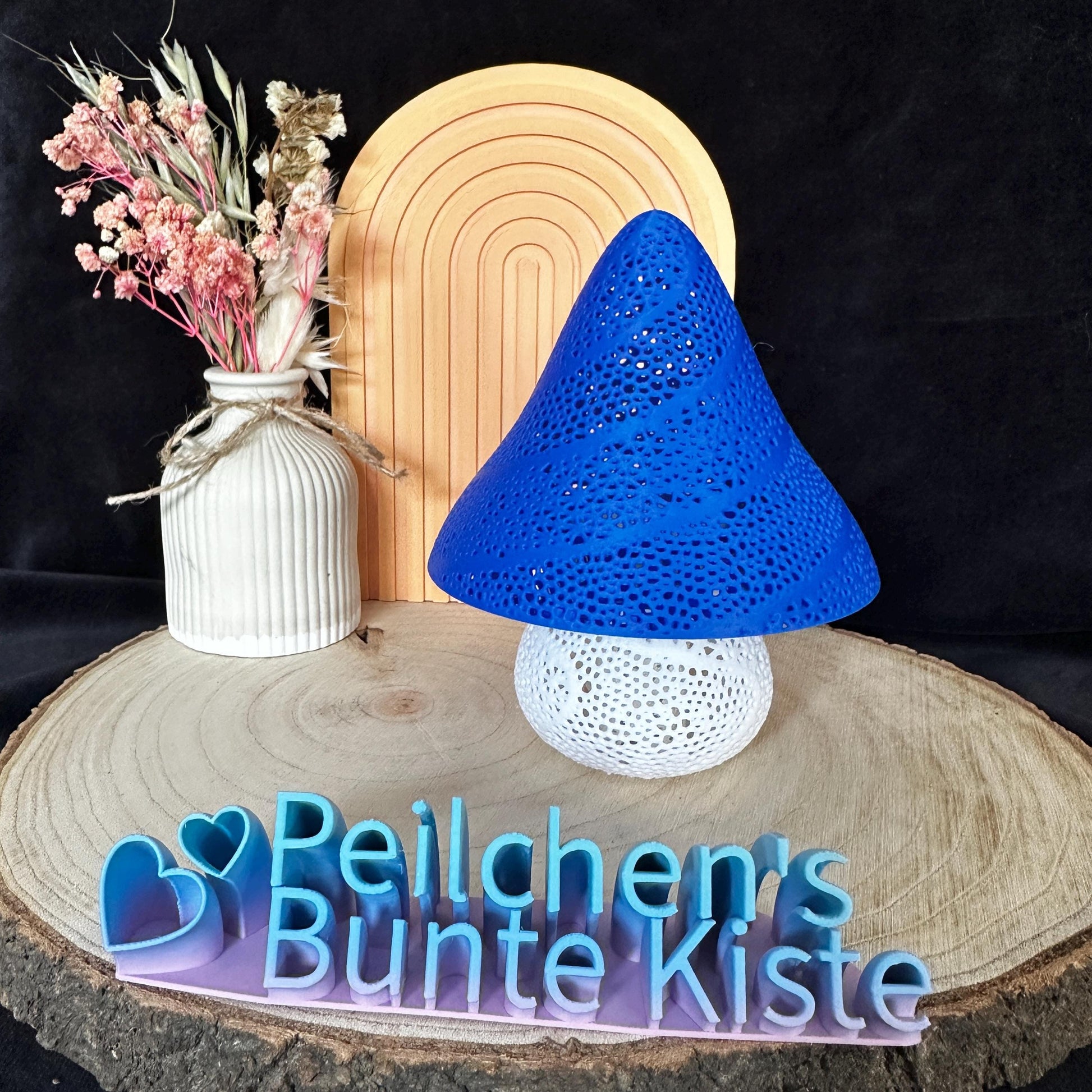 Pilz Lampe 3D Druck Märchenhaft mit LED-Fach – Nachtlicht Deko Flexi Lampe in Blau