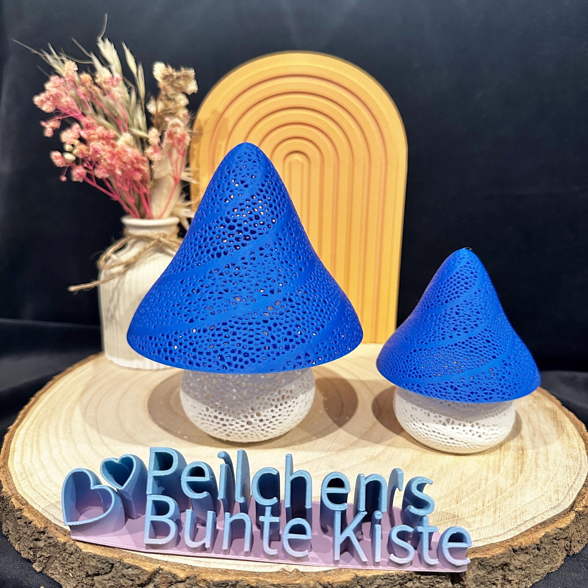 Pilz Lampe 3D Druck Märchenhaft mit LED-Fach – Nachtlicht Deko Flexi Lampe in Blau