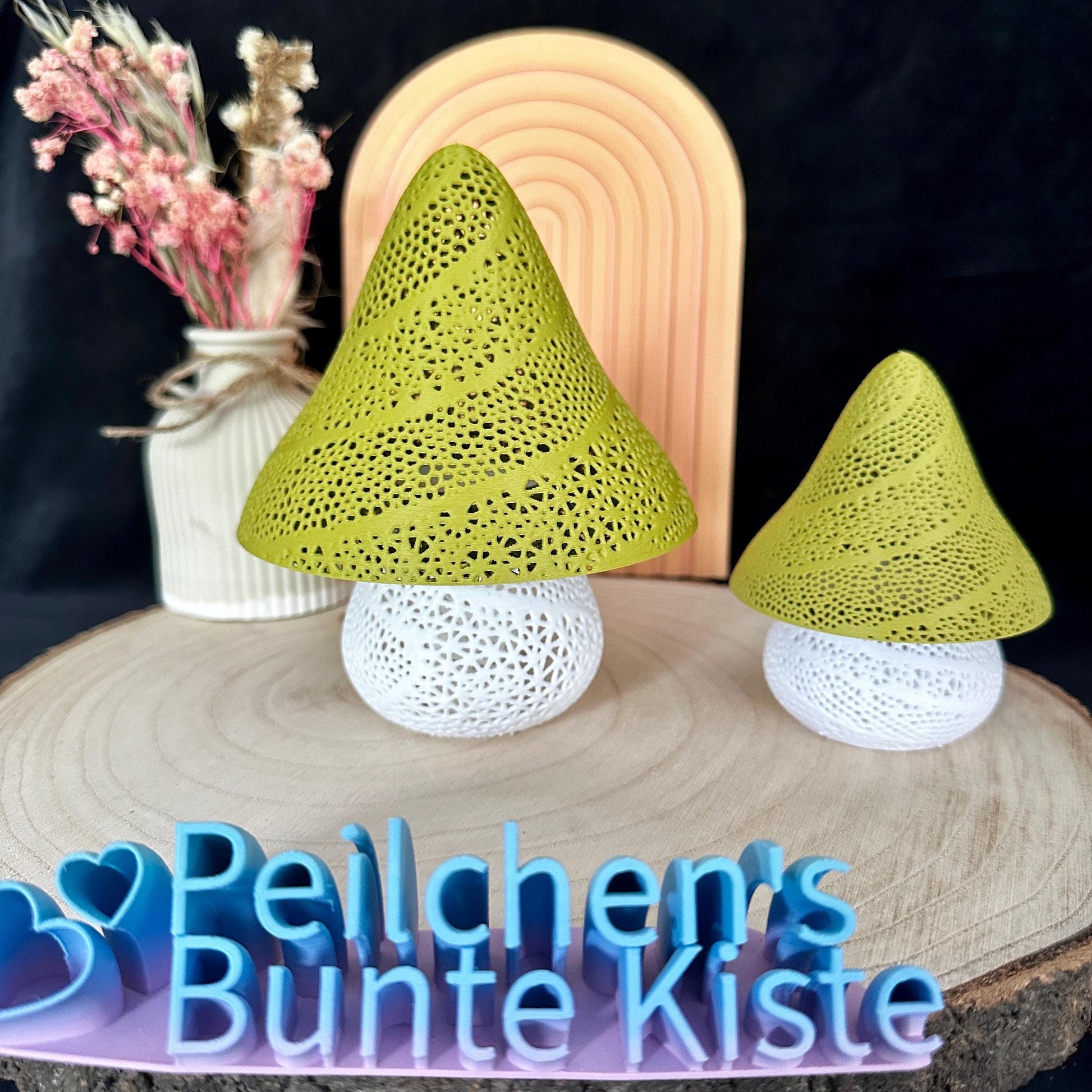 Pilz Lampe Märchenhaft mit LED-Fach – Nachtlicht Deko Flexi Lampe in Matt Grün