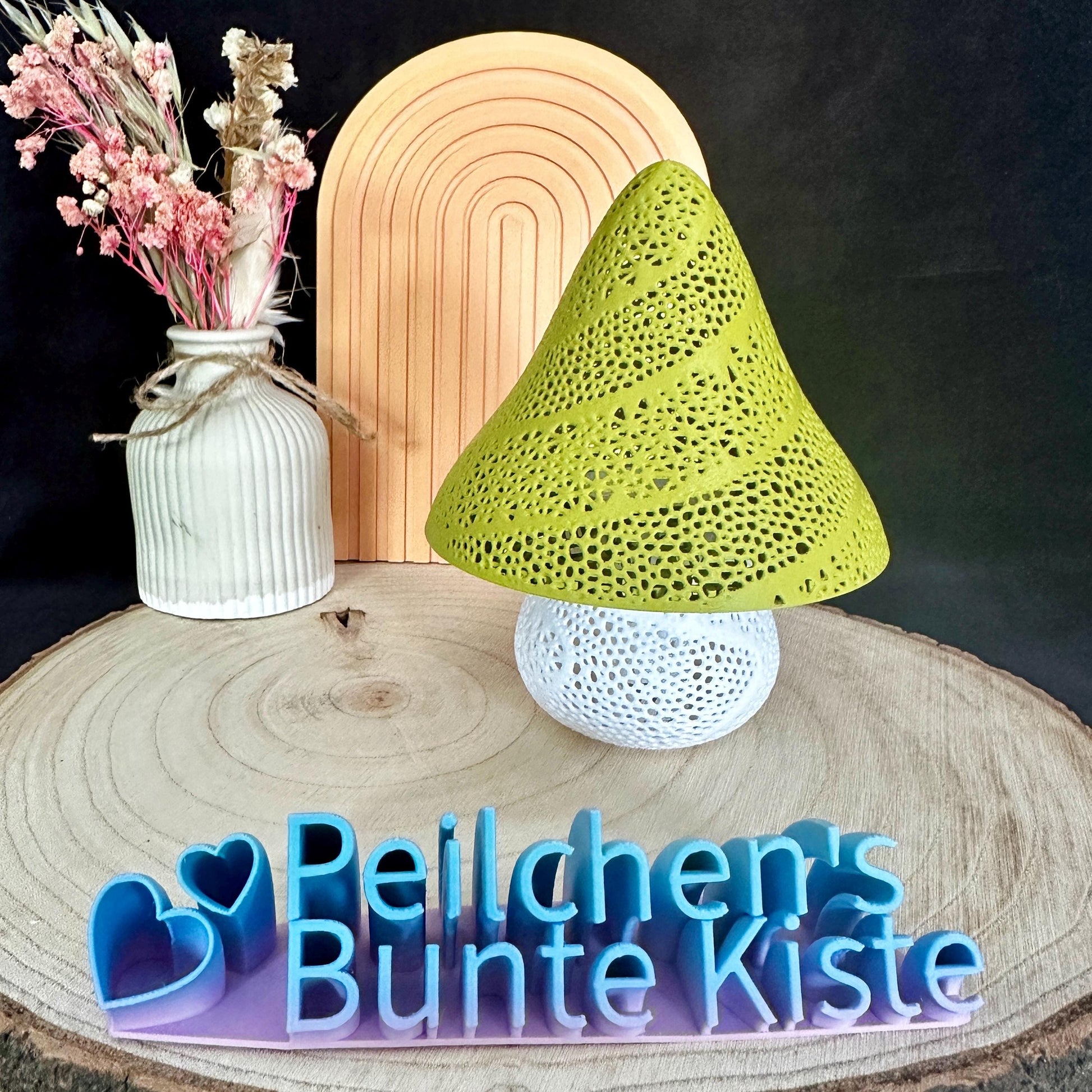 Pilz Lampe Märchenhaft mit LED-Fach – Nachtlicht Deko Flexi Lampe in Matt Grün