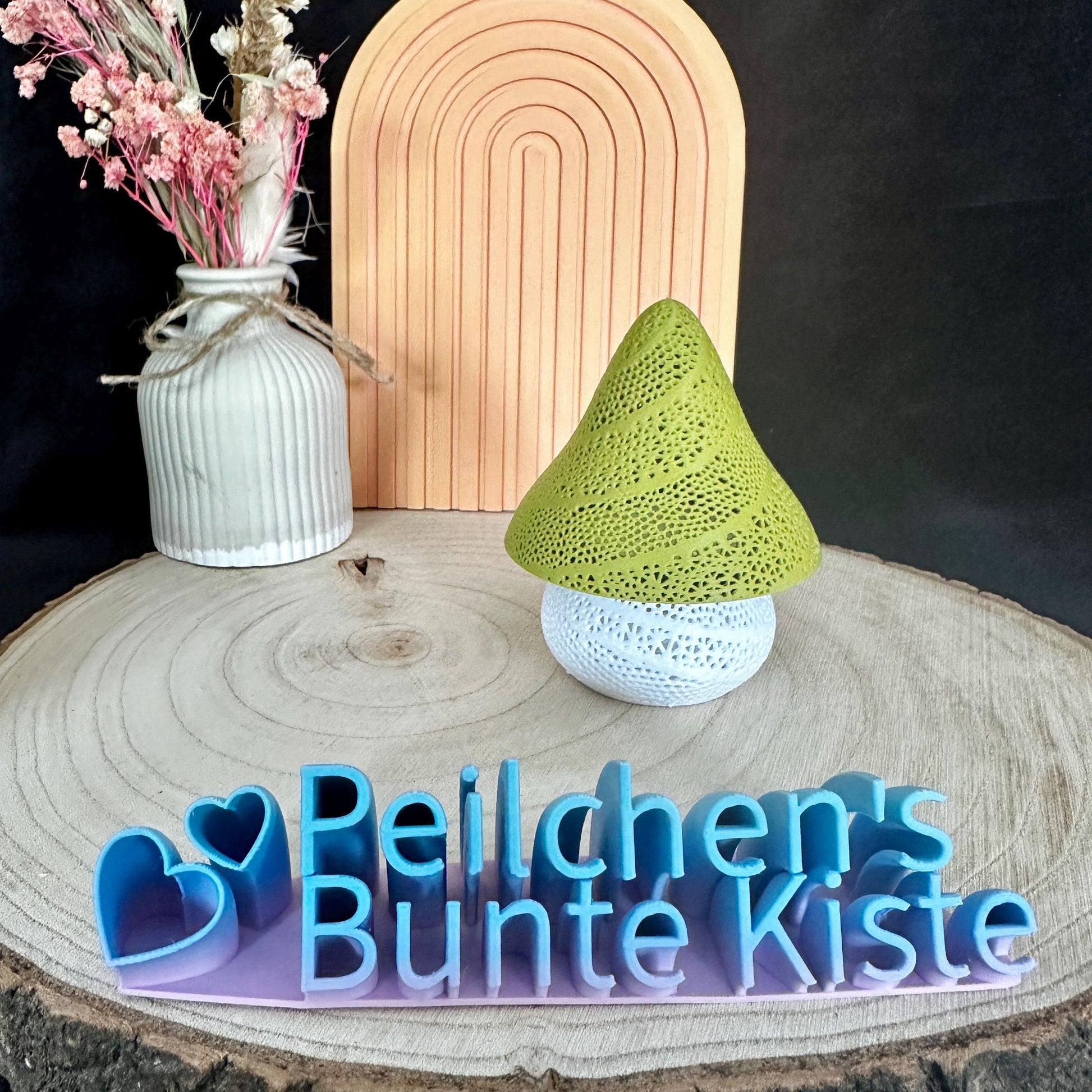 Pilz Lampe Märchenhaft mit LED-Fach – Nachtlicht Deko Flexi Lampe in Matt Grün