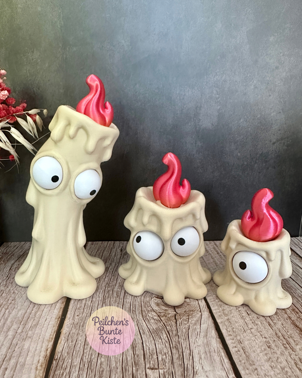 Lustige Kerzenfiguren mit beweglichen Augen – Halloween Deko