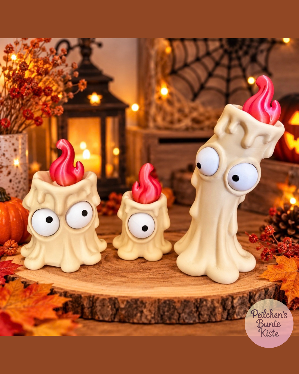 Lustige Kerzenfiguren mit beweglichen Augen – Halloween Deko