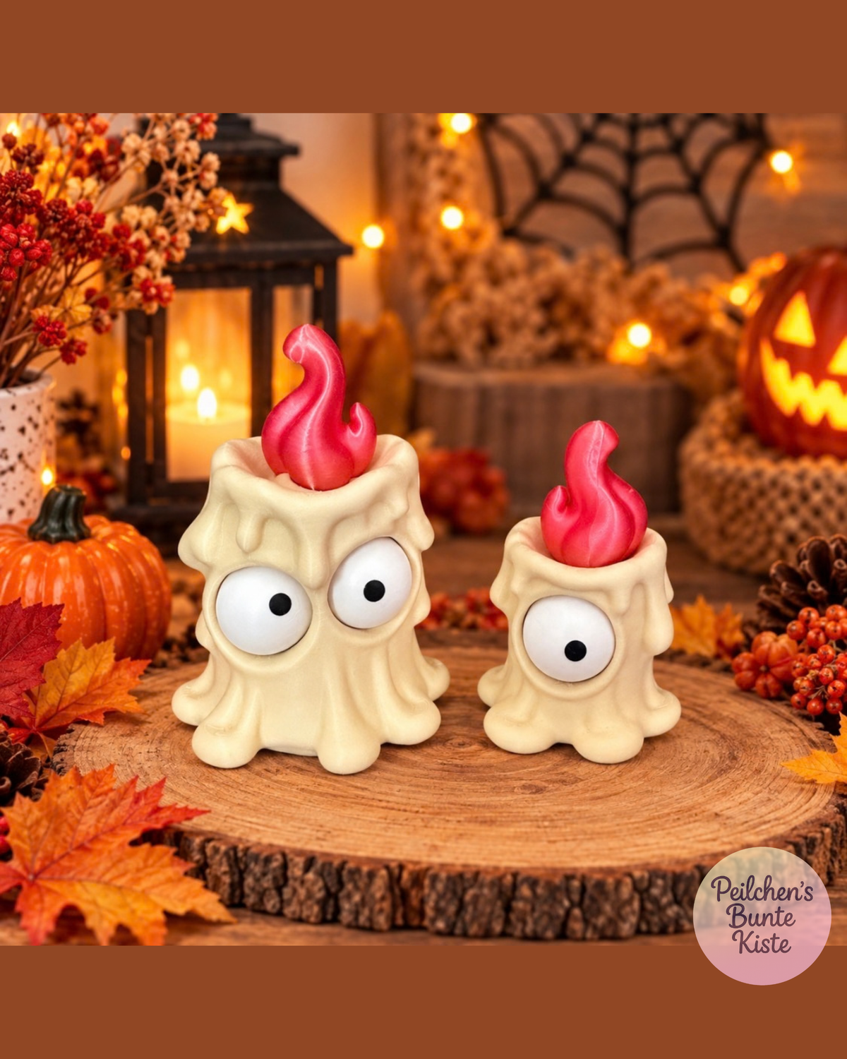 Lustige Kerzenfiguren mit beweglichen Augen – Halloween Deko