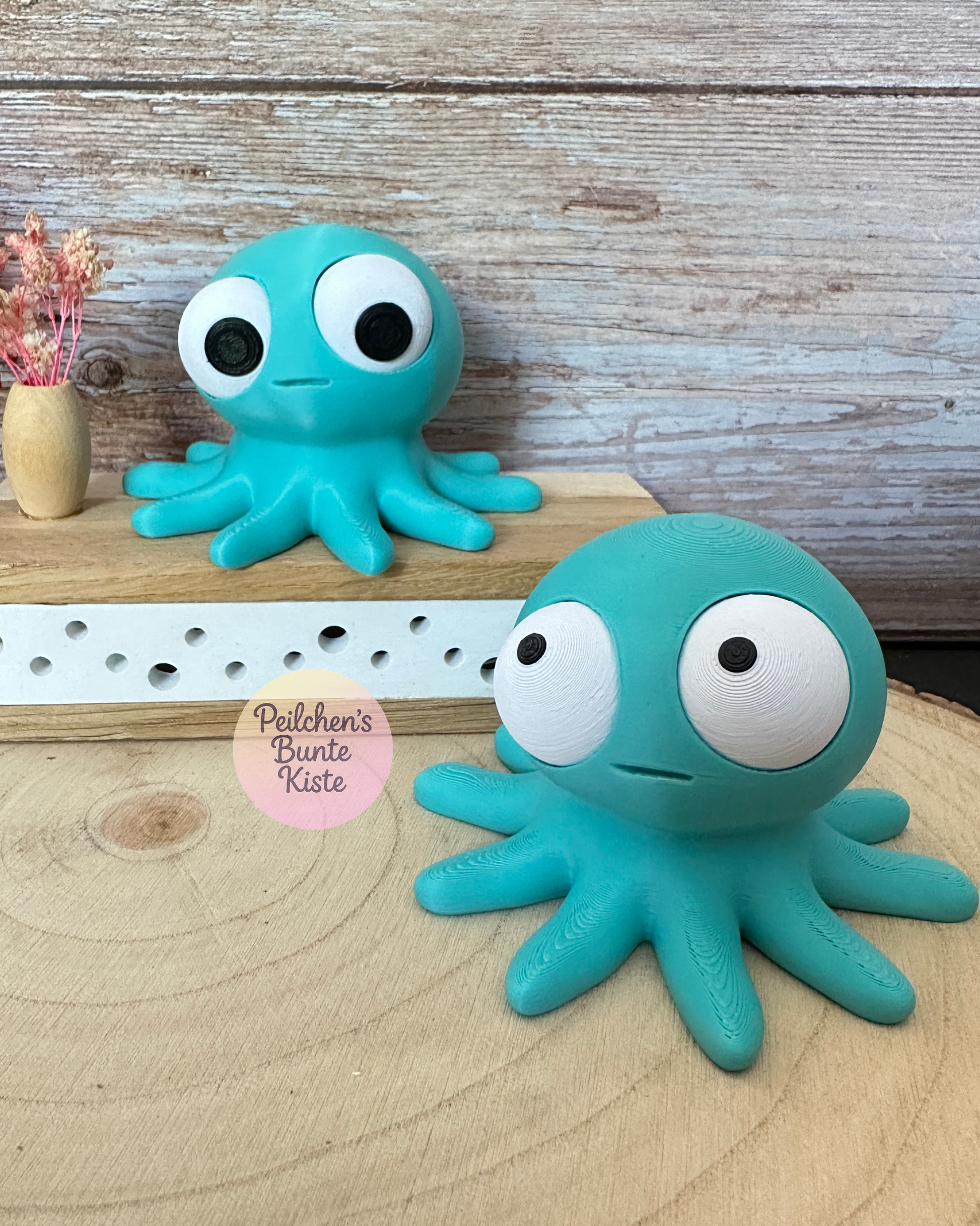 Oktopus mit beweglichen Augen – Lustige Dekofigur mit wechselnden Gesichtsausdrücken