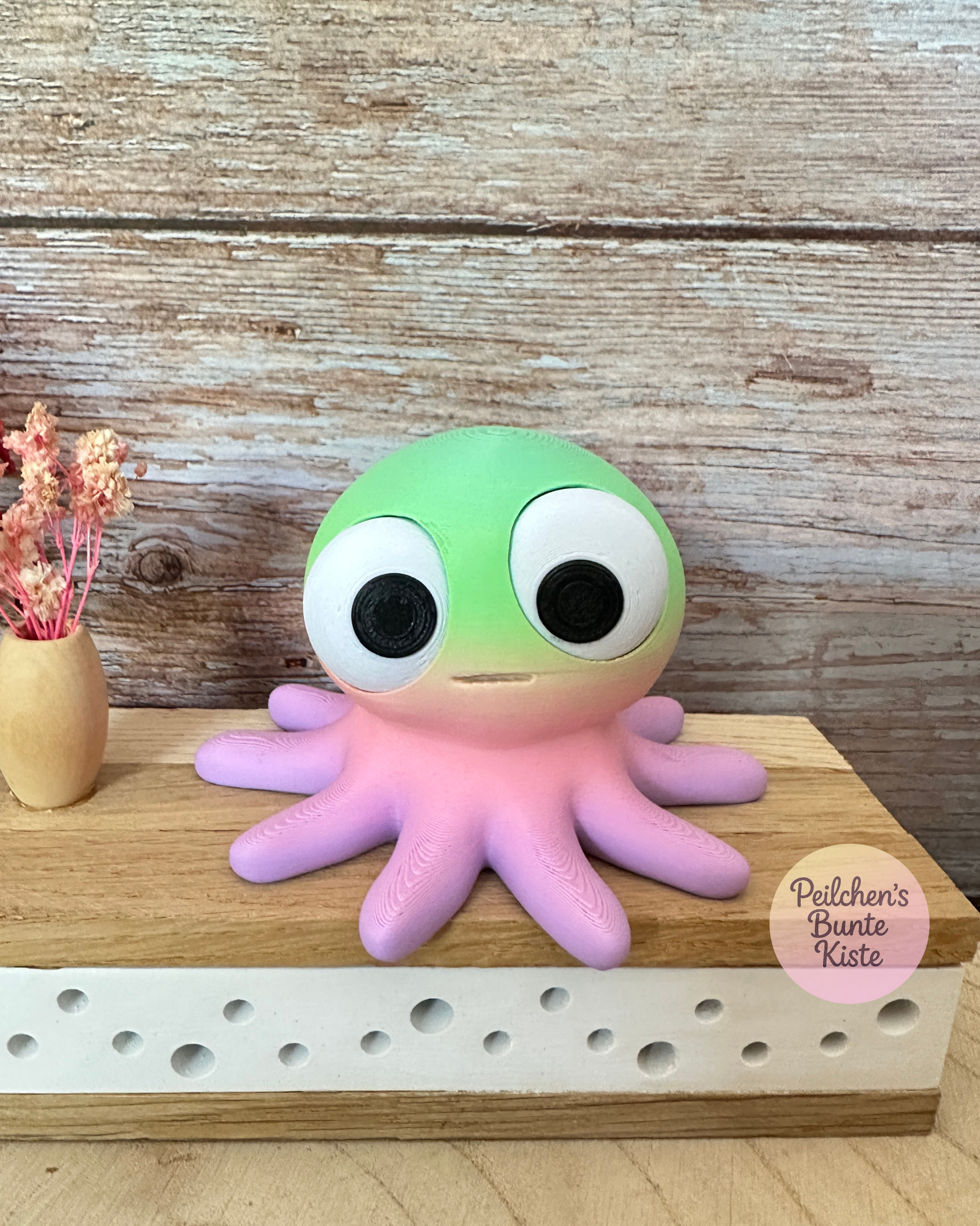 Oktopus mit beweglichen Augen – Lustige Dekofigur mit wechselnden Gesichtsausdrücken