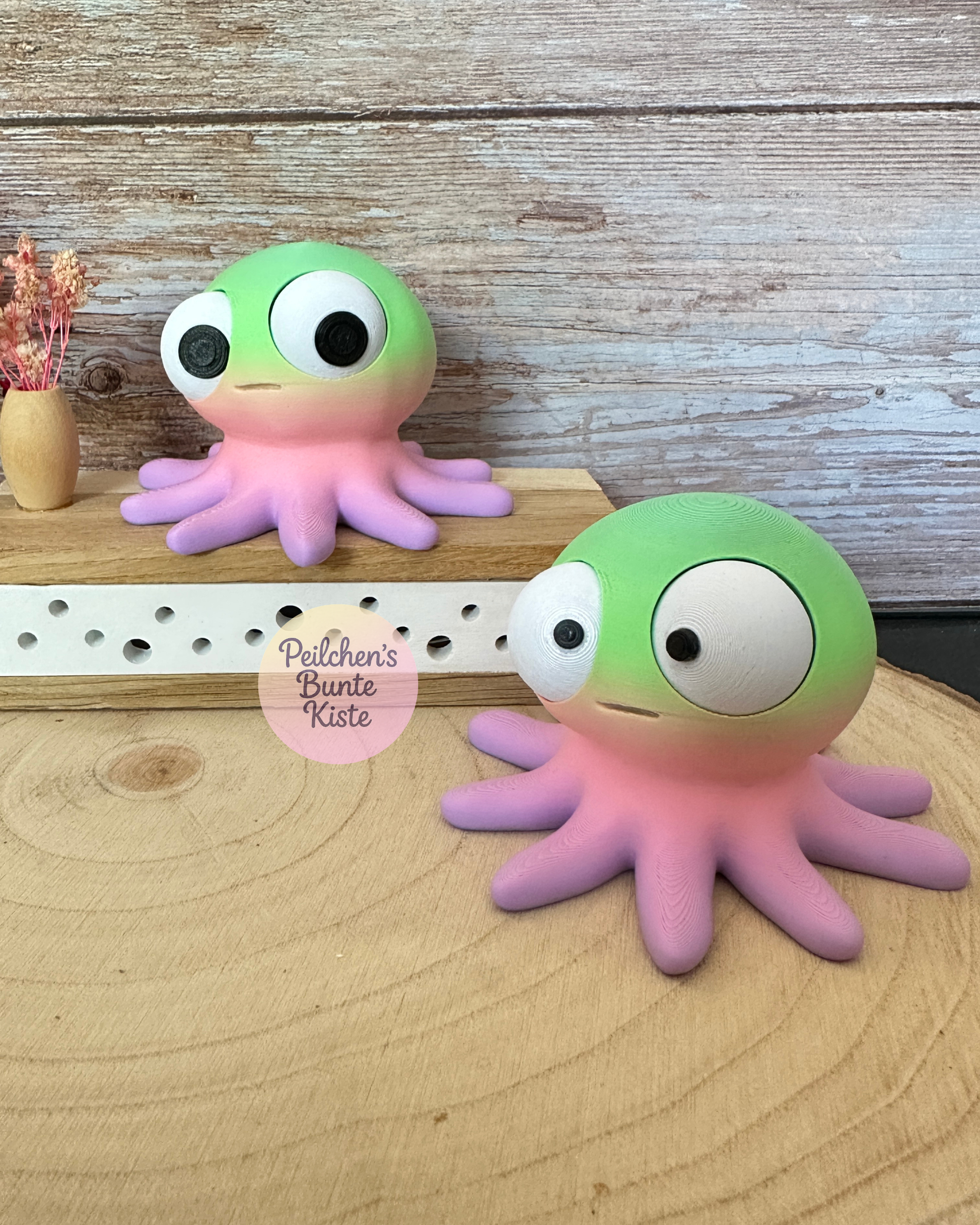 Oktopus mit beweglichen Augen – Lustige Dekofigur mit wechselnden Gesichtsausdrücken