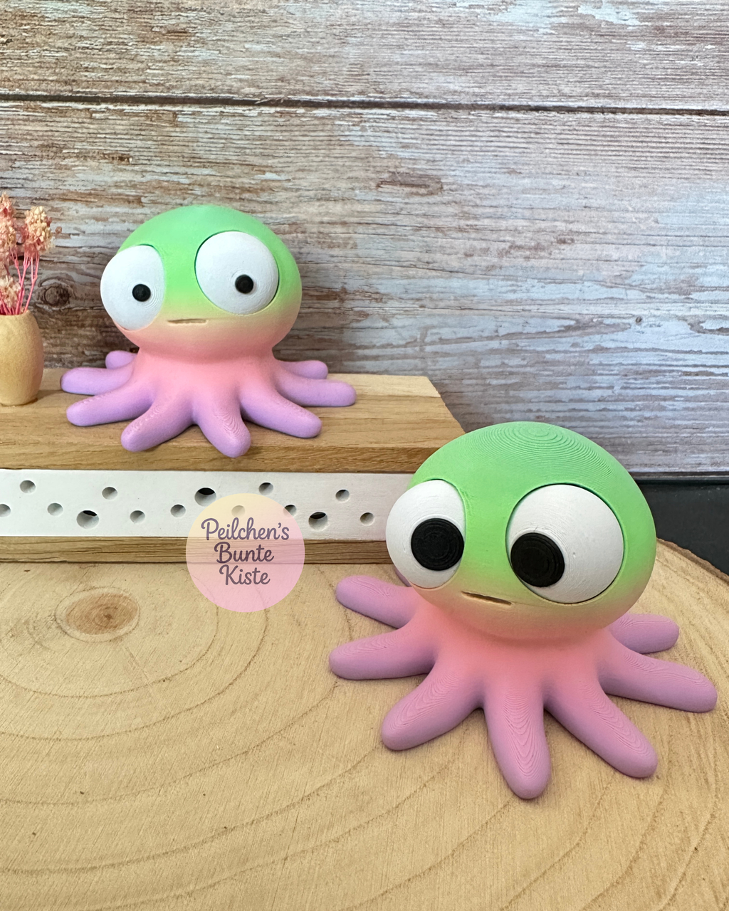 Oktopus mit beweglichen Augen – Lustige Dekofigur mit wechselnden Gesichtsausdrücken