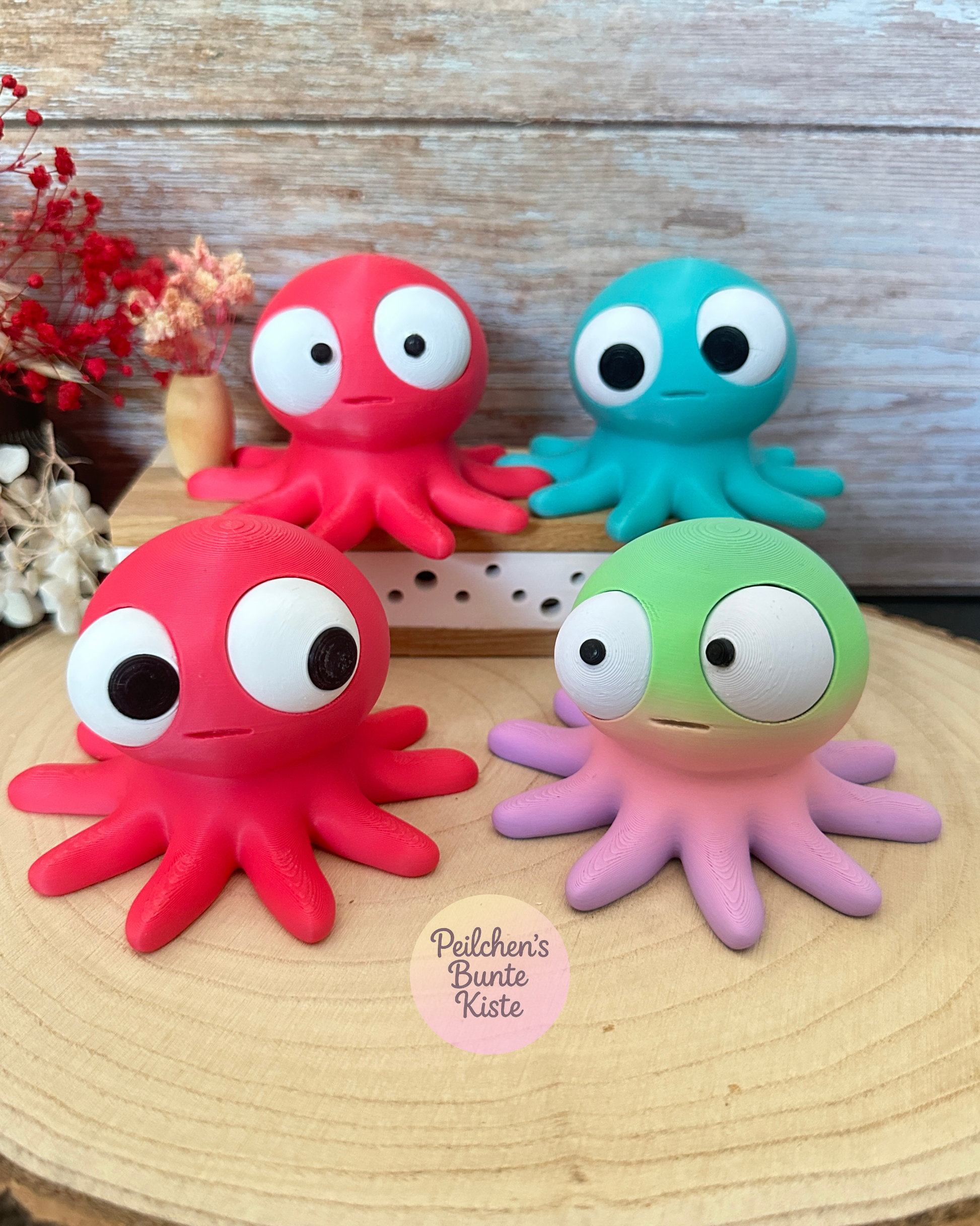 Oktopus mit beweglichen Augen – Lustige Dekofigur mit wechselnden Gesichtsausdrücken