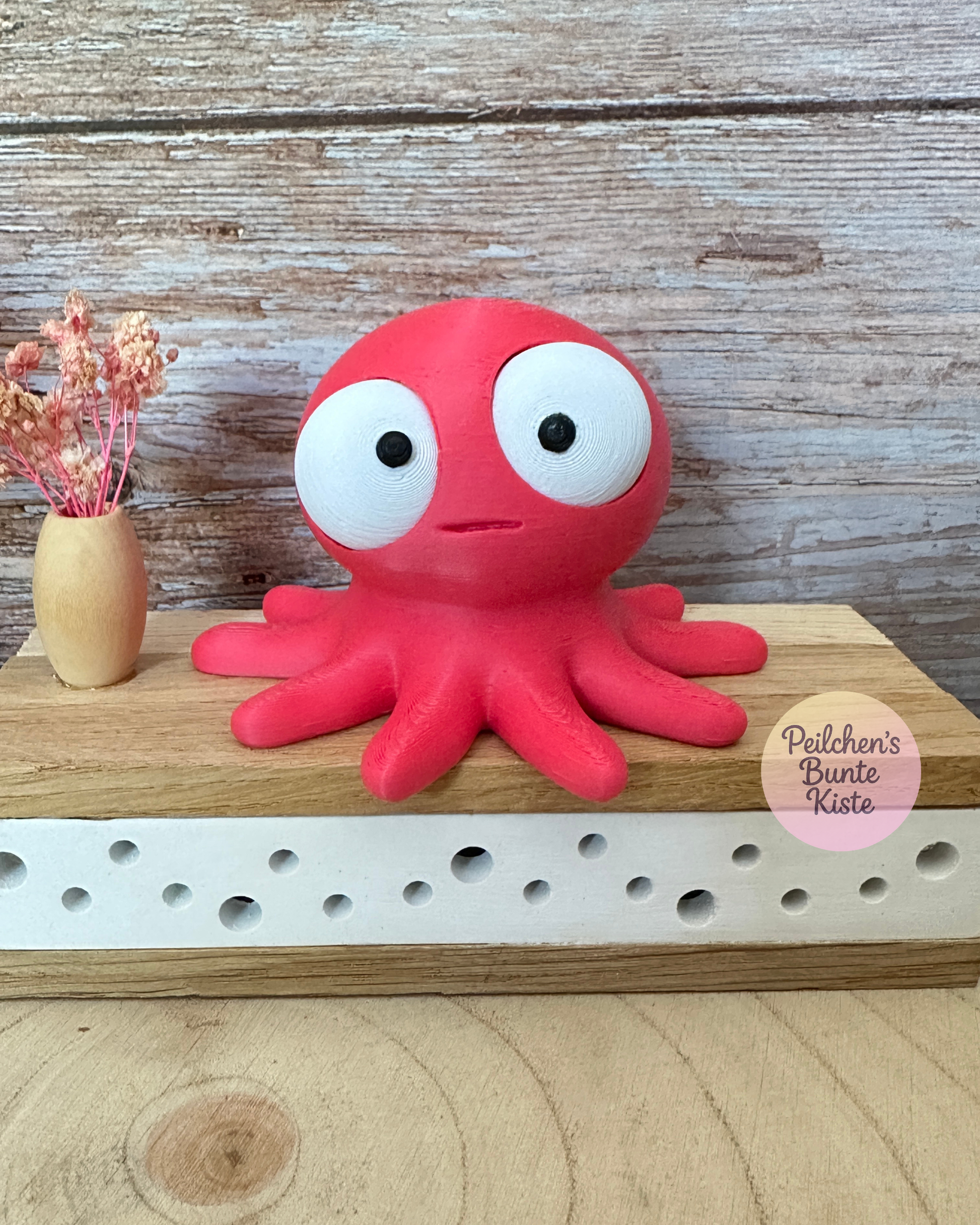 Oktopus mit beweglichen Augen – Lustige Dekofigur mit wechselnden Gesichtsausdrücken