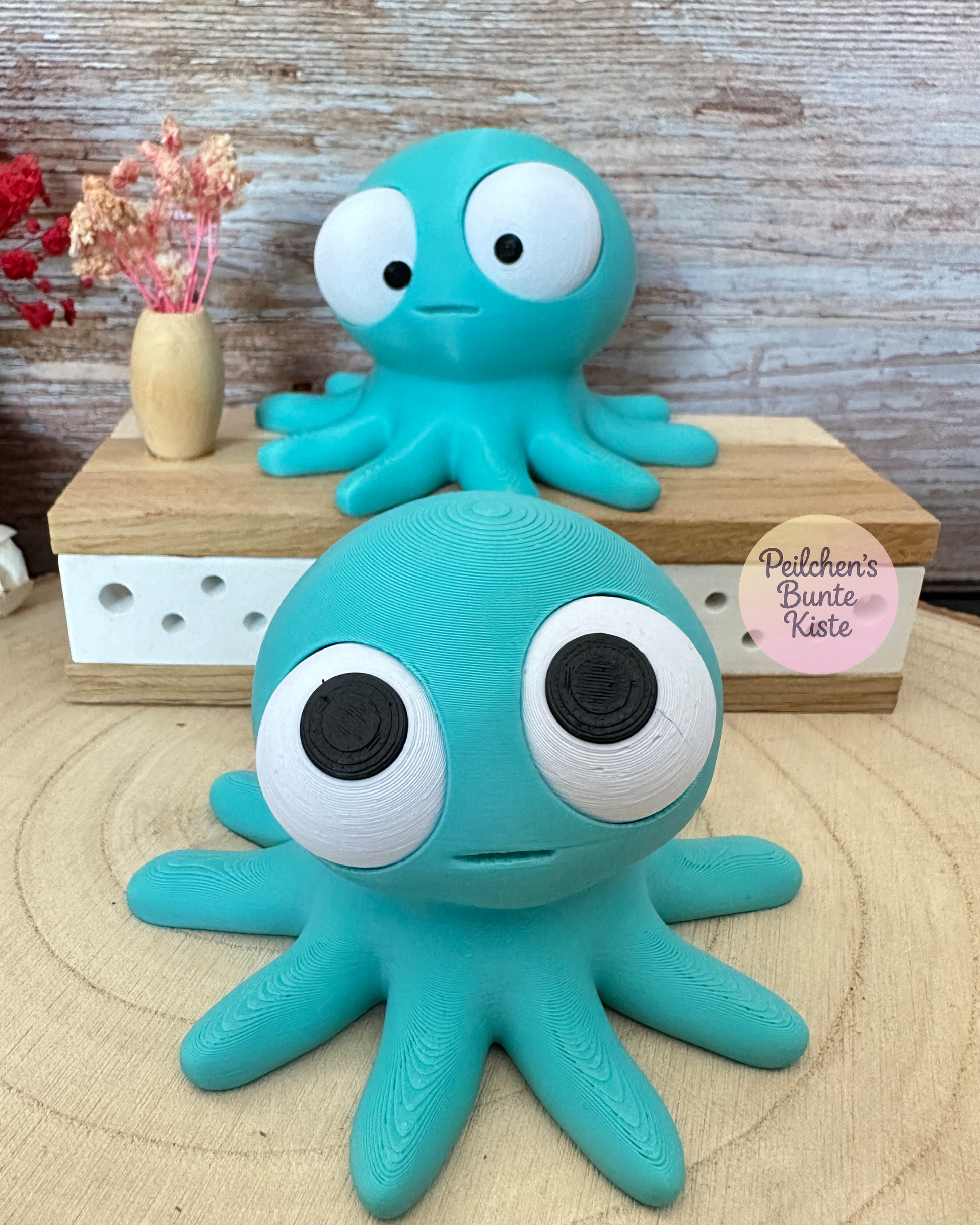 Oktopus mit beweglichen Augen – Lustige Dekofigur mit wechselnden Gesichtsausdrücken