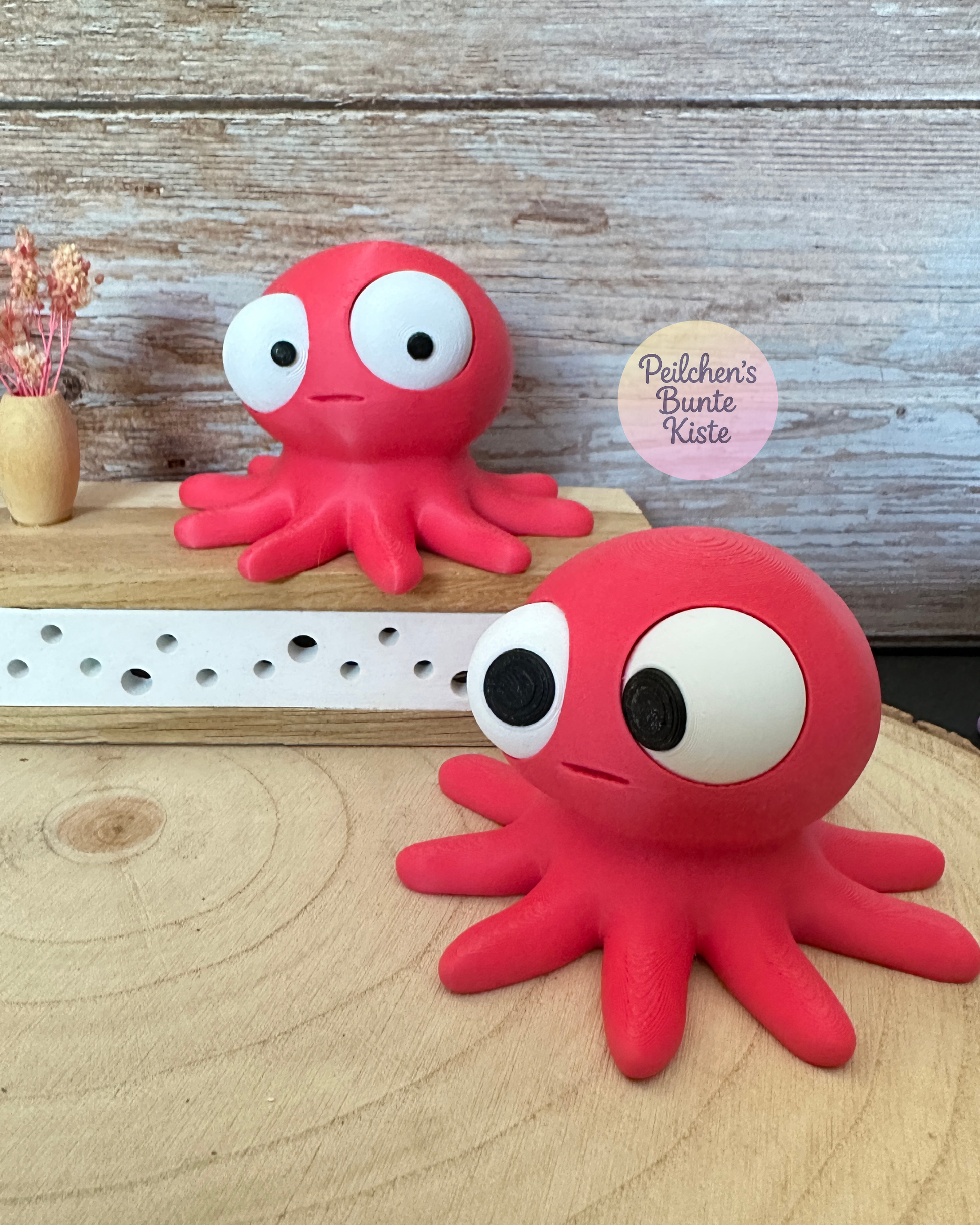 Oktopus mit beweglichen Augen – Lustige Dekofigur mit wechselnden Gesichtsausdrücken