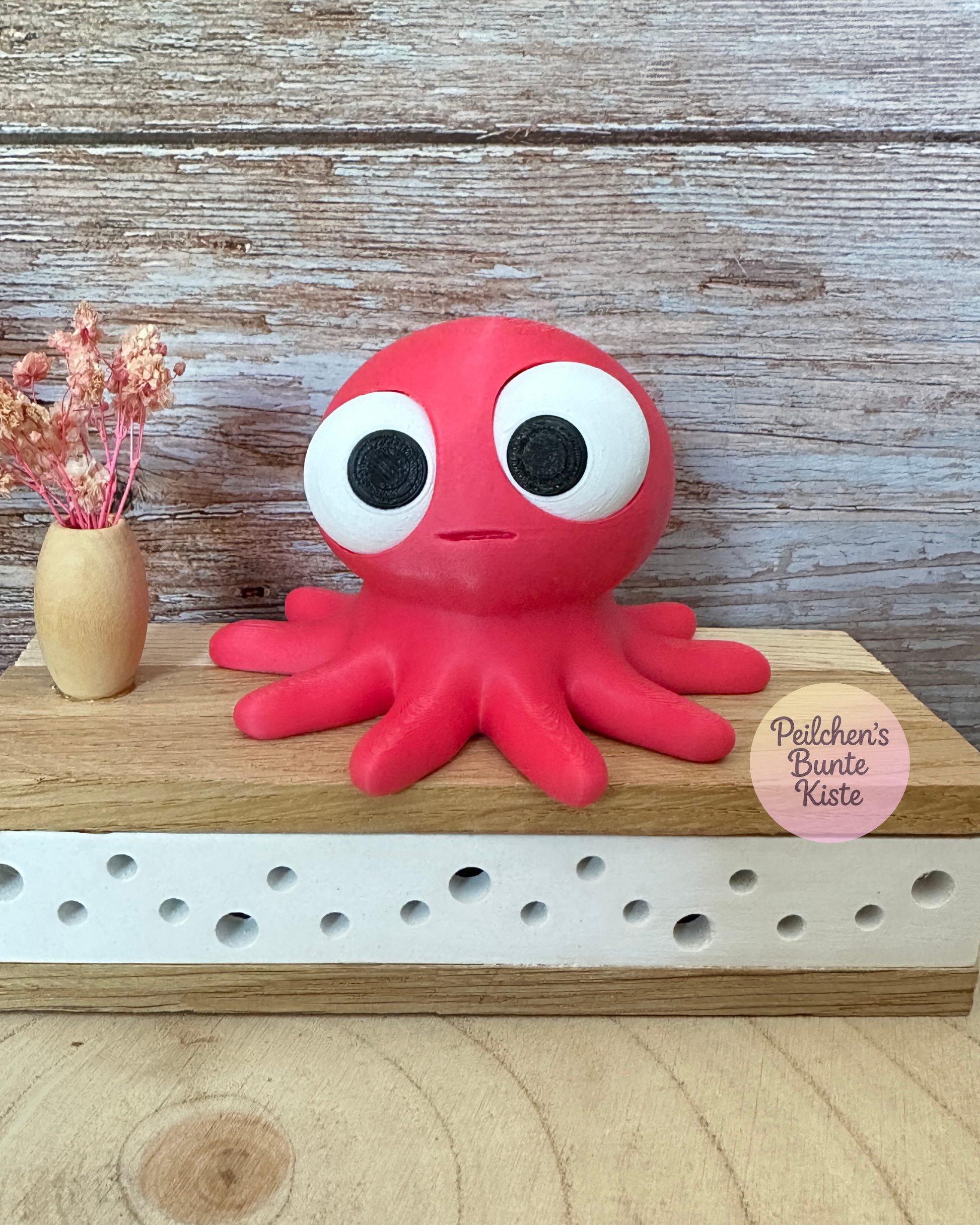 Oktopus mit beweglichen Augen – Lustige Dekofigur mit wechselnden Gesichtsausdrücken