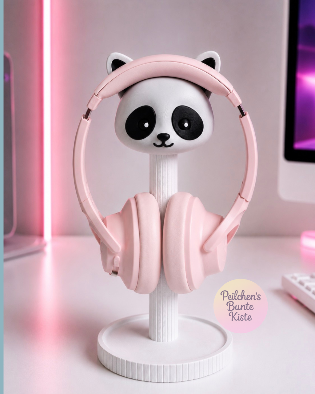 Panda-Kopfhörerständer höhenverstellbar – Niedlicher Headset-Halter für kleine & große Kopfhörer | Geschenk für Pandafans