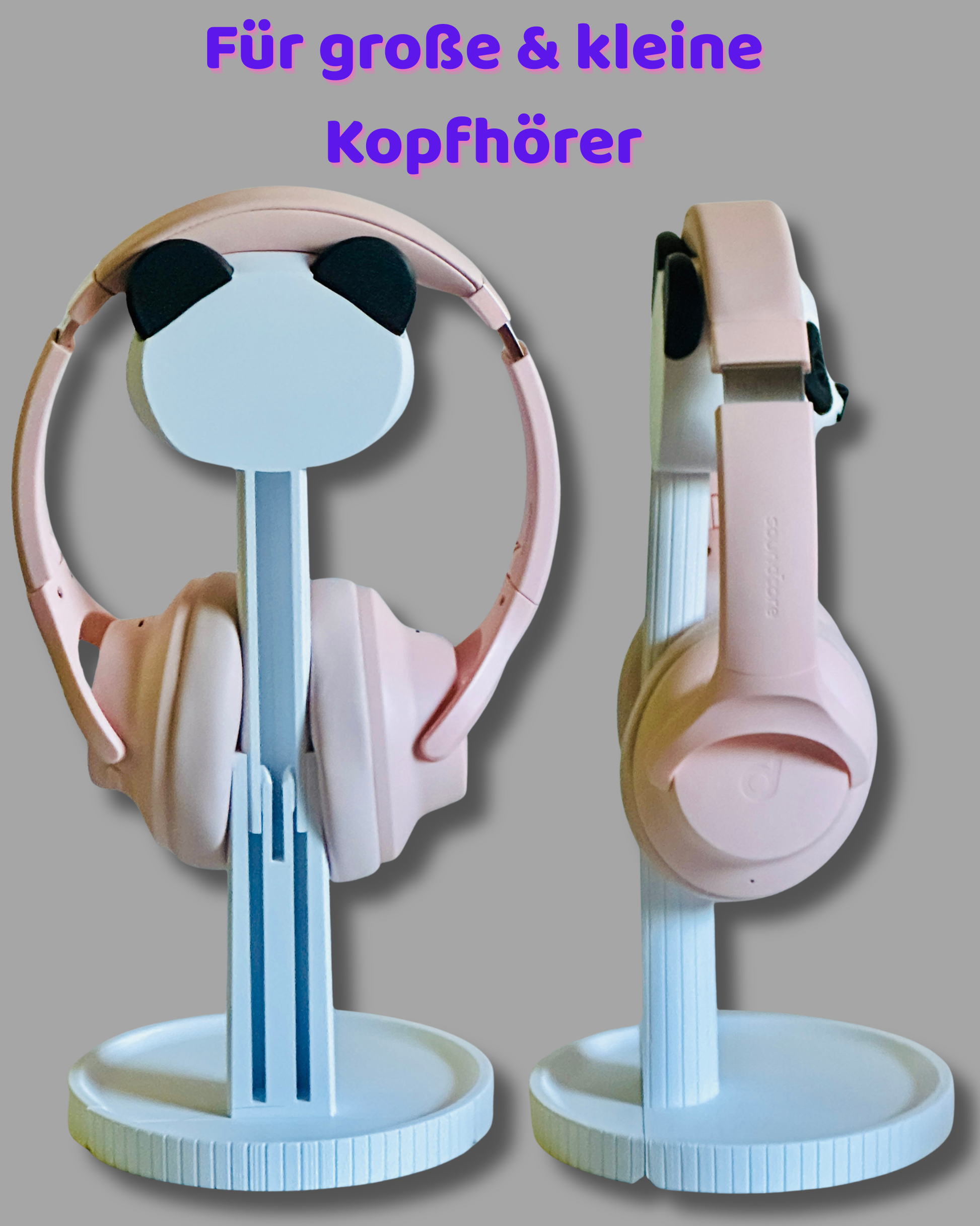 Panda-Kopfhörerständer höhenverstellbar – Niedlicher Headset-Halter für kleine & große Kopfhörer | Geschenk für Pandafans